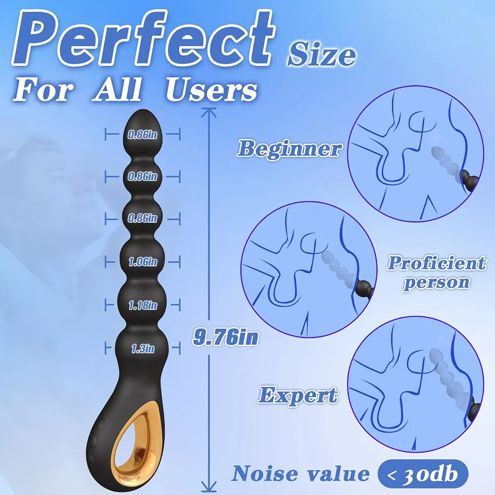 Auknut Rechargeable Silicone Anal Beads with 10 Vibration Modes and Pull Ring