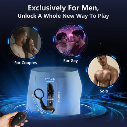 Advanced Remote-Controlled Prostate Massager with 10 Vibration Modes and 6 Silicone Cock Rings