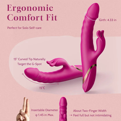 Dual-Action Thrusting Rabbit Vibrator with Clitoral Stimulator and G-Spot Stimulation