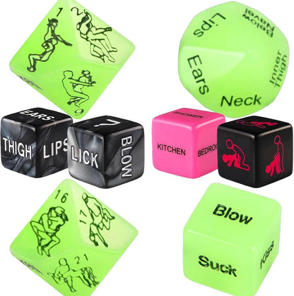 Glow-in-the-Dark Adult Position Dice Set for Couples - Romantic Date Night Game