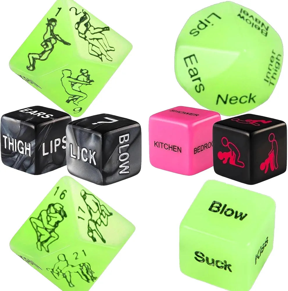 Glow-in-the-Dark Adult Position Dice Set for Couples - Romantic Date Night Game
