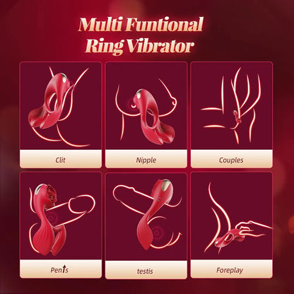 Dual-Stimulation Silicone Vibrating Penis Ring with 7 Vibration Modes for Couples