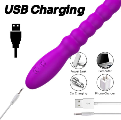 10-Mode Rechargeable Vibrating Anal Bead Plug for Prostate and G-Spot Stimulation