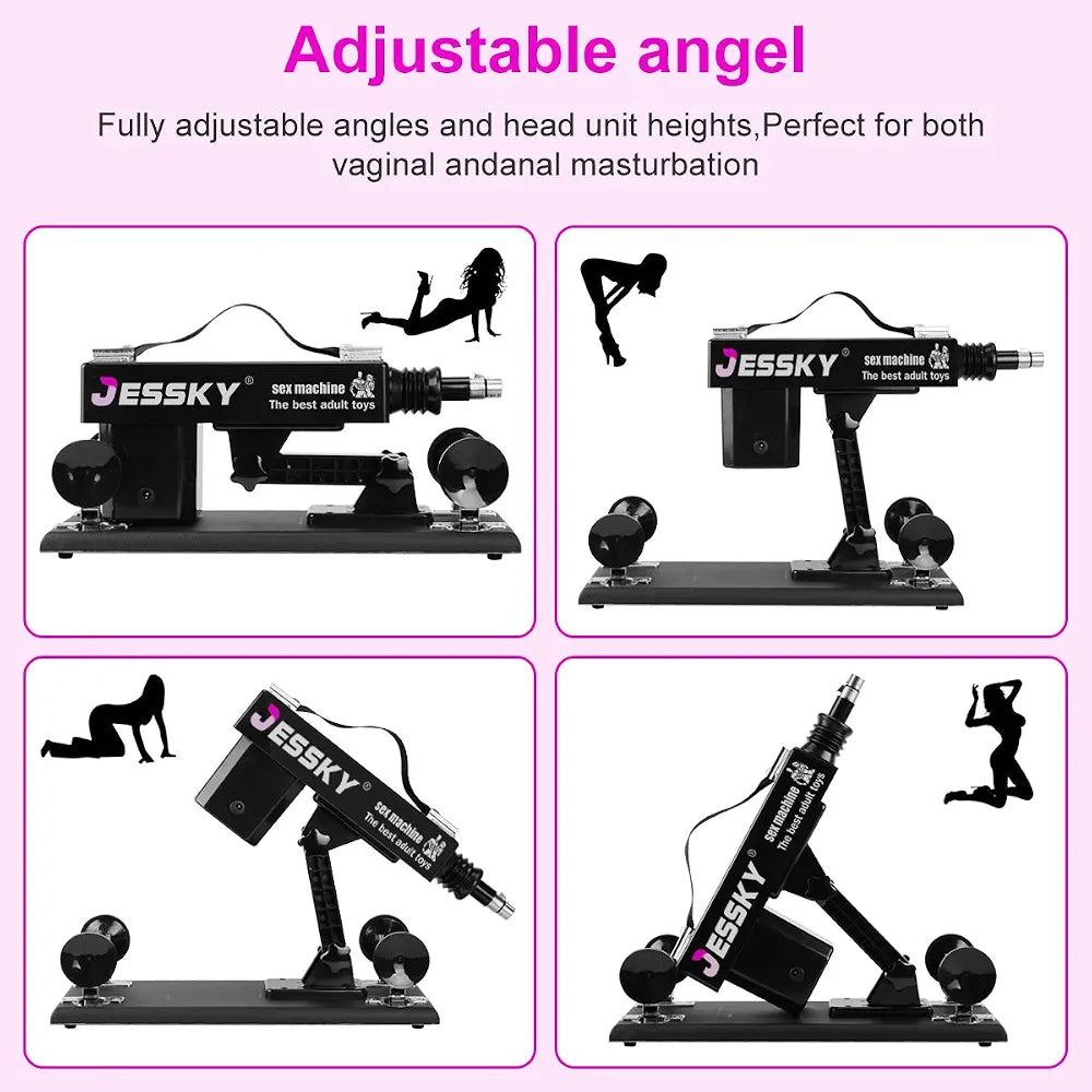 Adjustable Automatic Sex Machine with 9 Realistic Dildo Attachments and 3XLR Connector