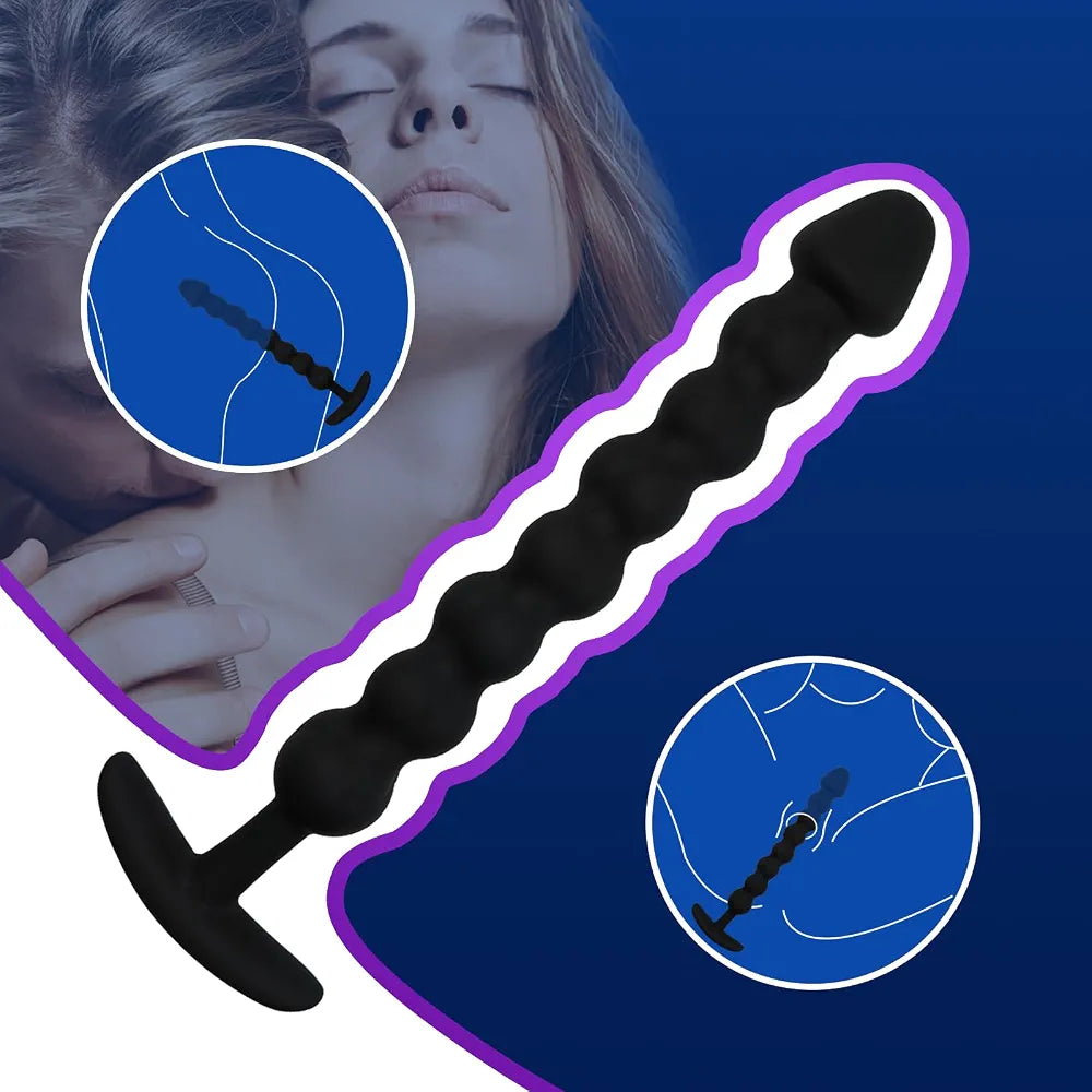 9-Inch Flexible Silicone Anal Bead Chain with 8 Graduated Spheres for Beginners and Advanced Users