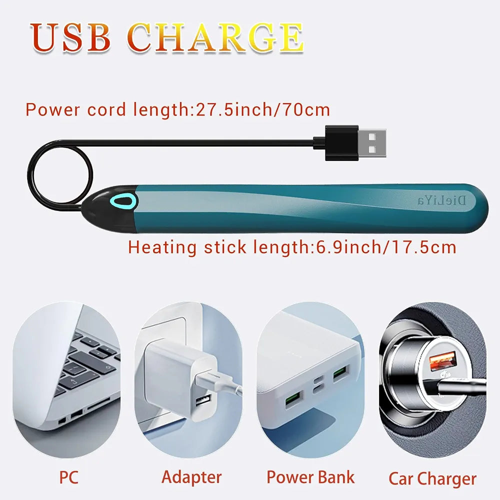 Dual-Channel Masturbator Heating Rod: 115°F Fast-Heating Stick with Auto Temperature Control and Indicator Light