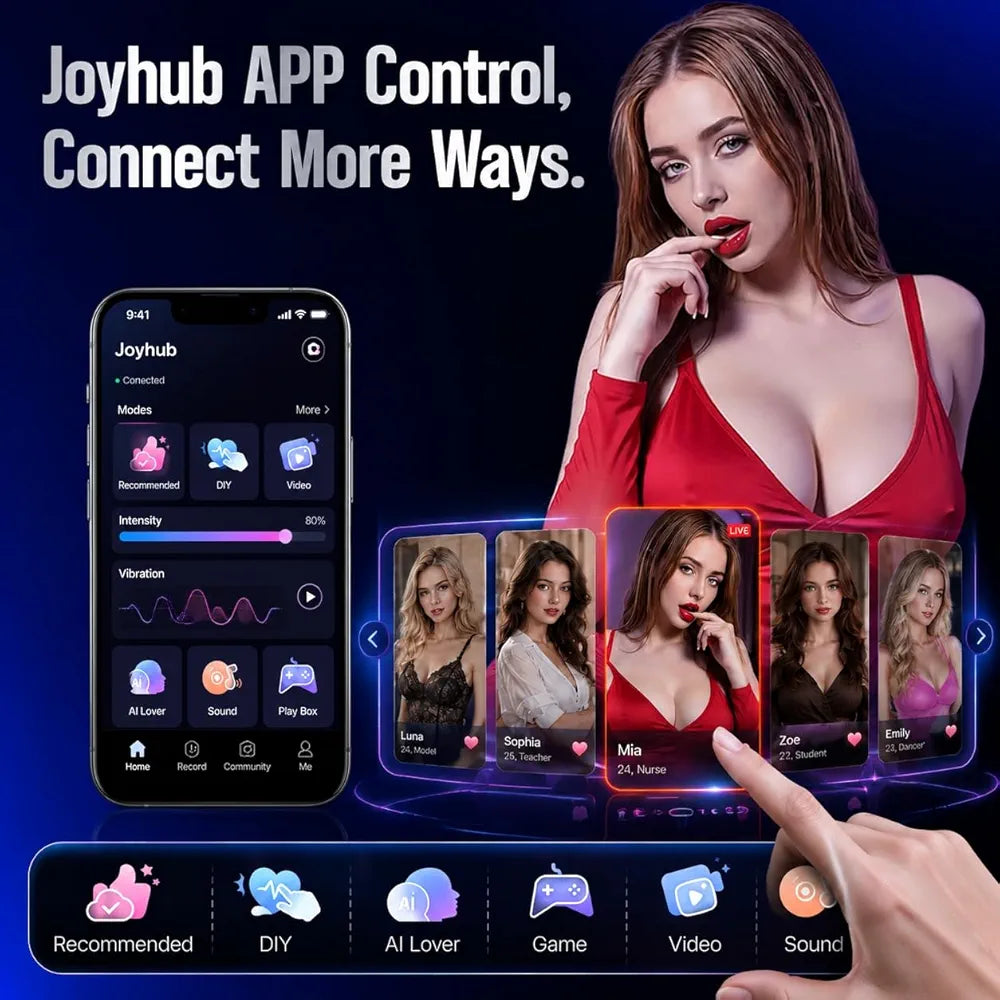 Uoffile AI-Powered Interactive Male Masturbator with 8 Vibration, Suction, and Thrusting Modes, LCD Display, and Suction Base