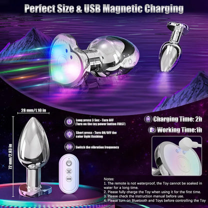 Illuminated Vibrating Anal Plug with LED Base for Enhanced Stimulation