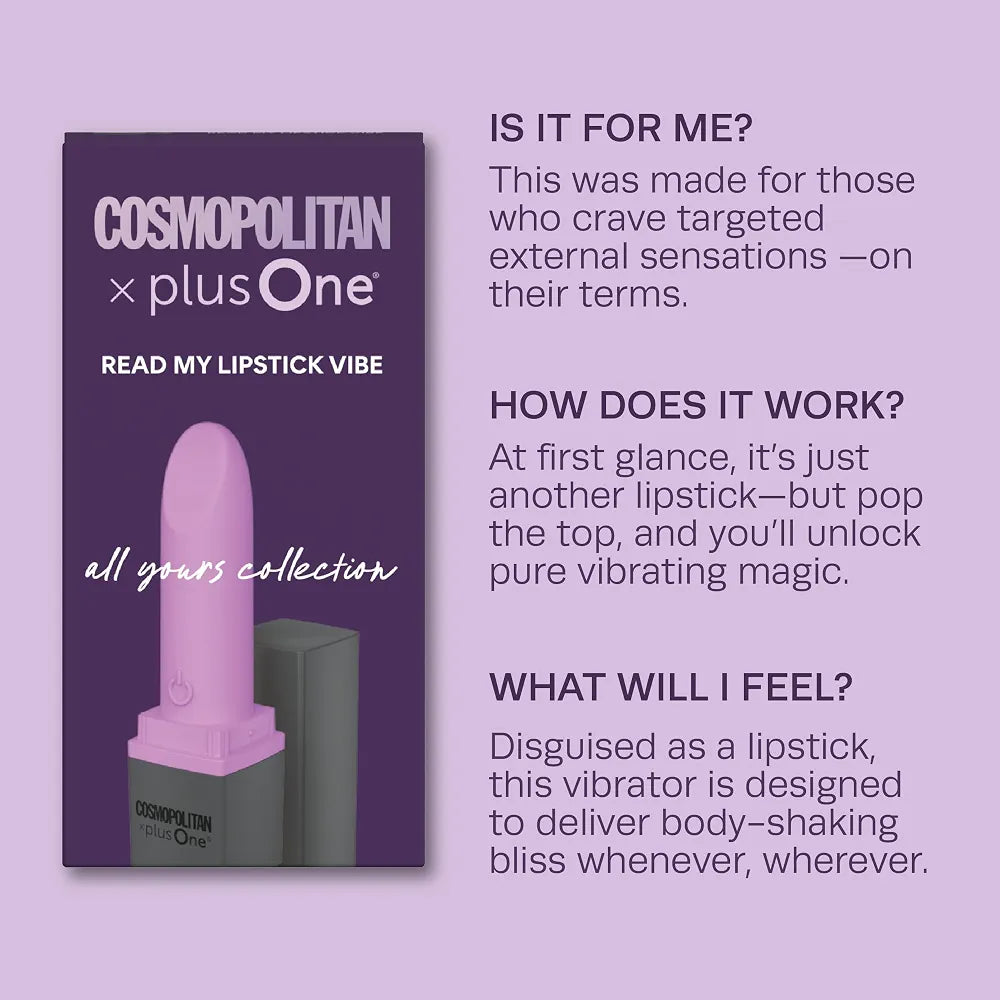 Cosmopolitan x plusOne Discreet Lipstick-Style Mini Bullet Vibrator with 10 Vibration Modes