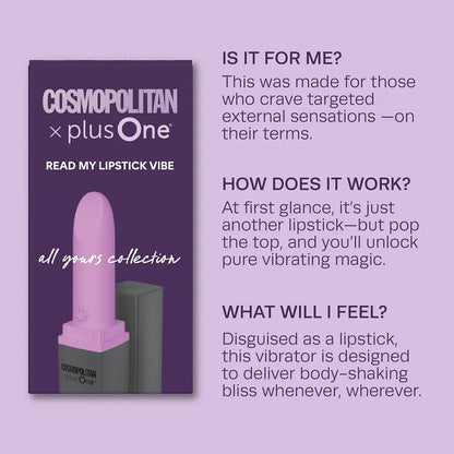 Cosmopolitan x plusOne Discreet Lipstick-Style Mini Bullet Vibrator with 10 Vibration Modes