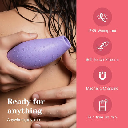 Ergonomic Palm-Sized Clitoral Suction Vibrator with 10 Modes and Wireless Charging