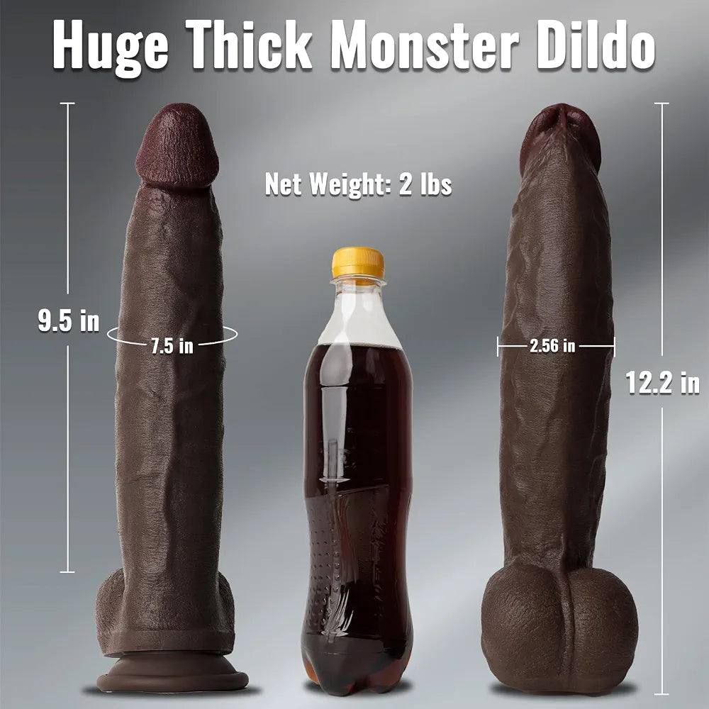 12-Inch Dual-Density Silicone Realistic Dildo with Suction Cup - XXL Massive Adult Toy