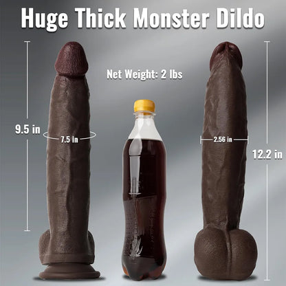 12-Inch Dual-Density Silicone Realistic Dildo with Suction Cup - XXL Massive Adult Toy