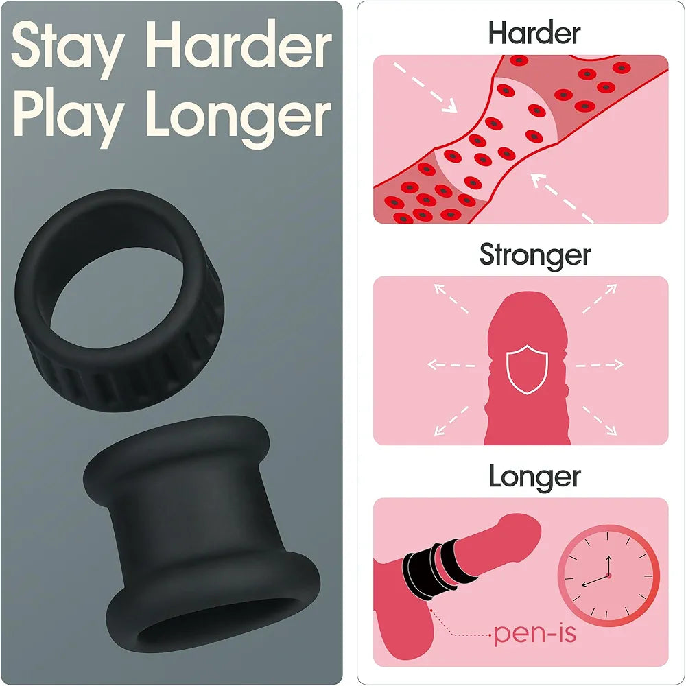 6-Piece Adjustable Silicone Penis Ring and Ball Stretcher Set for Enhanced Performance