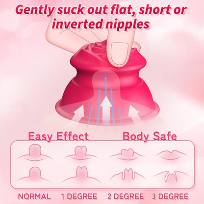 Rose-Shaped Silicone Nipple Suction Vibrator with Multi-Speed Stimulation