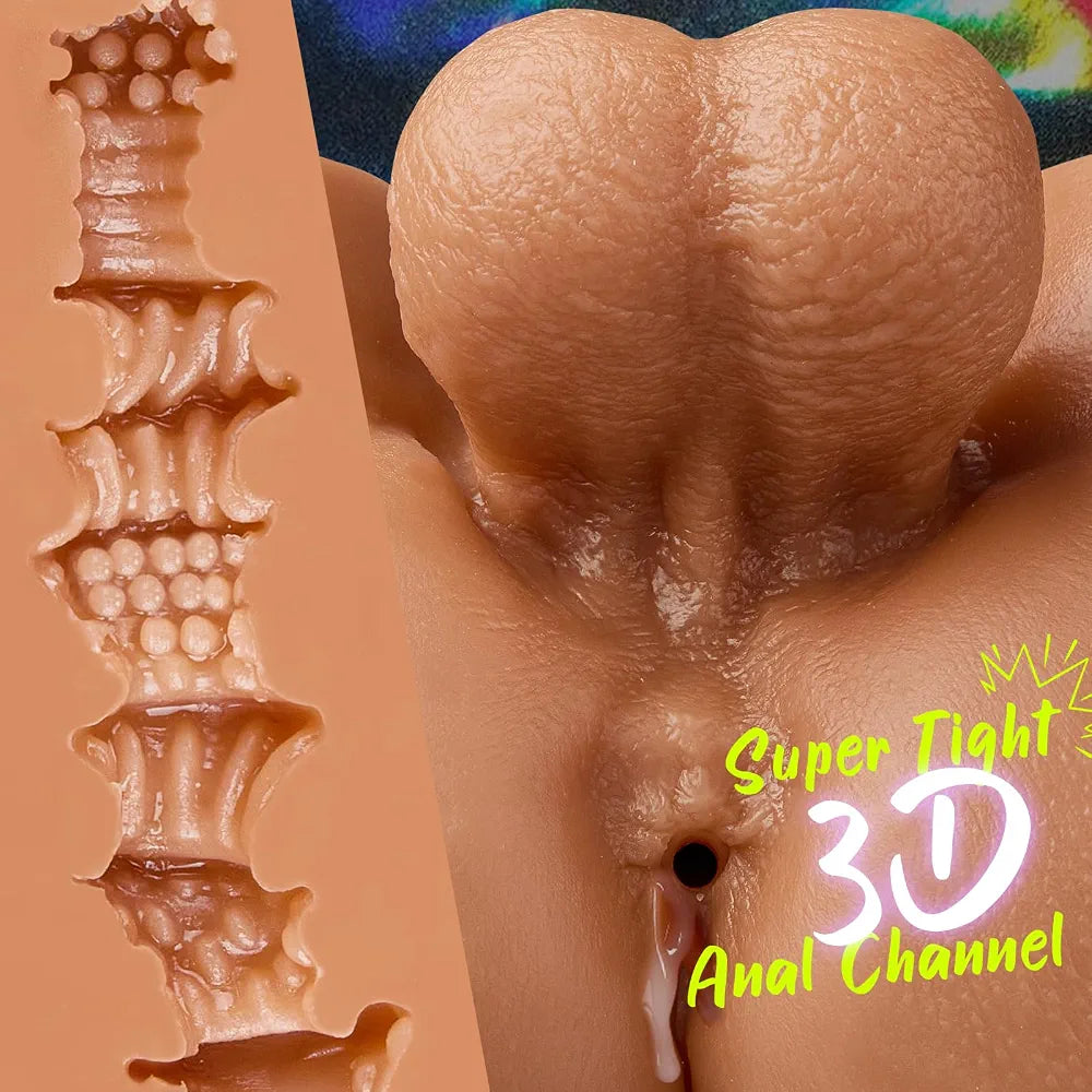 10LB Realistic Male Masturbator with Vibrating Anal Channel and HIPS Anus