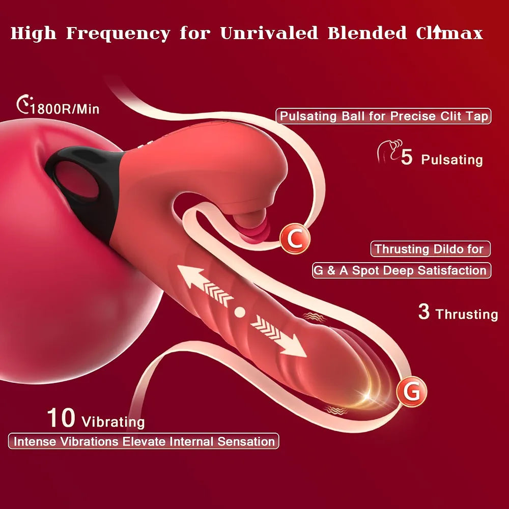 YUKZEN 3-in-1 Rabbit Vibrator with Thrusting, Pulsating, and Clitoral Stimulation
