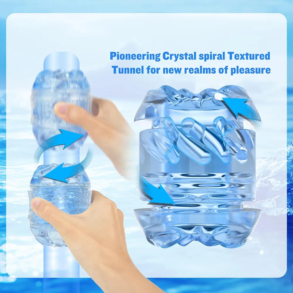 Spiral Motion Realistic Manual Stroker Masturbation Sleeve for Men - Open-Ended Crystal Texture