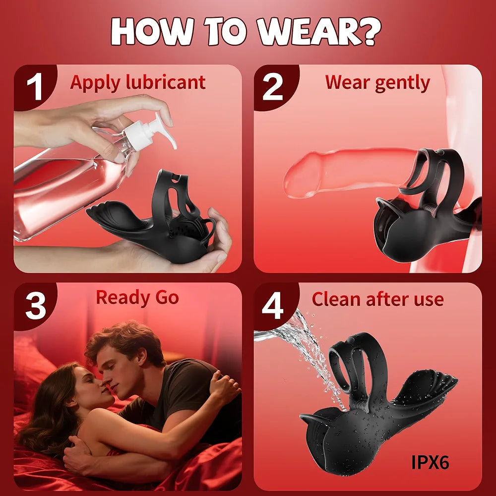 KUSHOR Smart App-Controlled Vibrating & Heating Penis Ring for Enhanced Performance