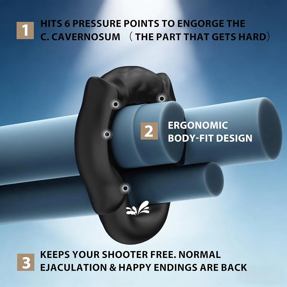 Ergonomic Silicone Penis Ring Set - 3-Piece Adjustable Erection Support with Open-Tip Design