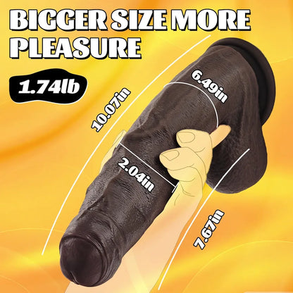 10-Inch Realistic Uncut Silicone Dildo with Movable Foreskin and Strong Suction Cup