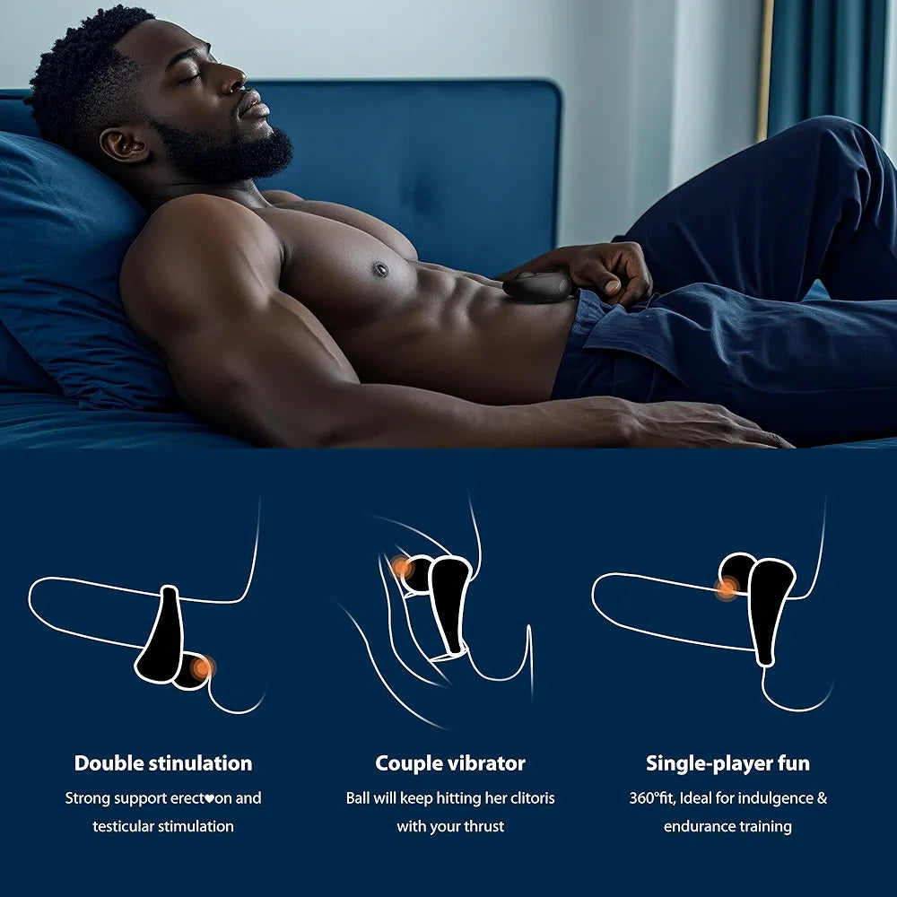 10-Mode Flexible Dual-Stimulation Vibrating Penis Ring for Couples