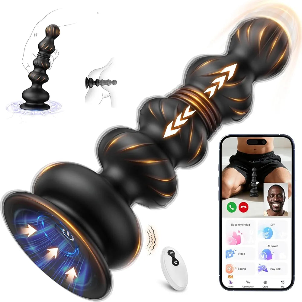 10-Mode Vibrating & Thrusting Anal Bead Trainer with Remote Control