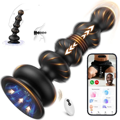 10-Mode Vibrating & Thrusting Anal Bead Trainer with Remote Control