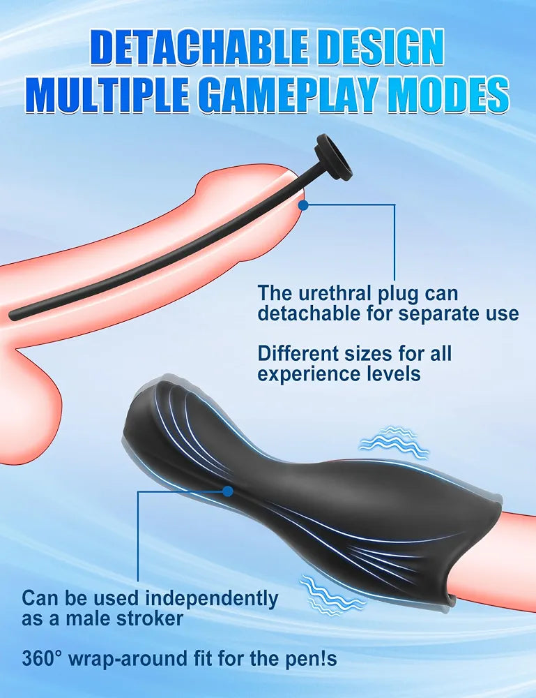 Advanced Male Masturbator and Urethral Training Kit with 10-Mode Vibrating Stroker and 6-Piece Sound Dilator Set