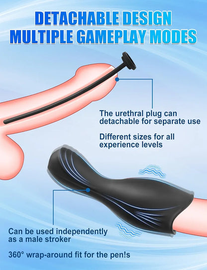 Advanced Male Masturbator and Urethral Training Kit with 10-Mode Vibrating Stroker and 6-Piece Sound Dilator Set