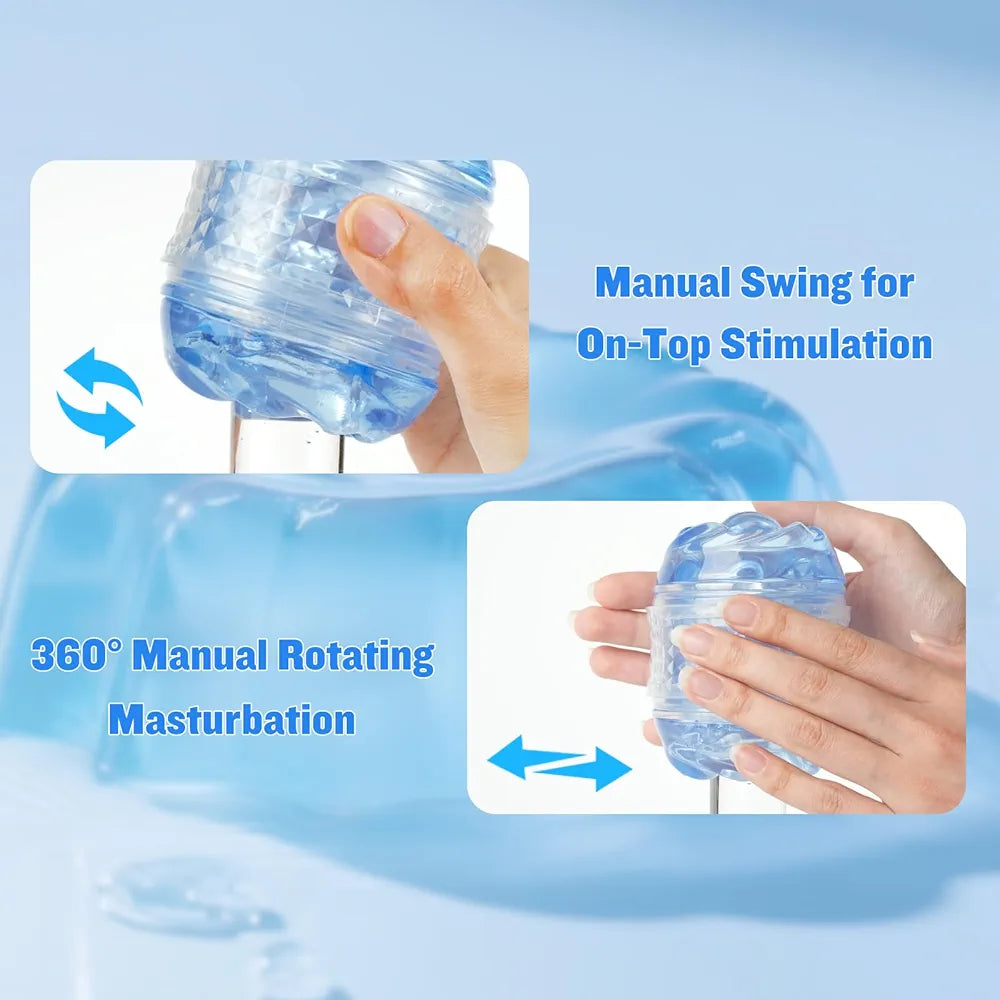 Spiral Motion Realistic Manual Stroker Masturbation Sleeve for Men - Open-Ended Crystal Texture