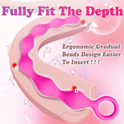 Silicone 7-Bead Anal Stimulator with Pull Ring - Beginner-Friendly Prostate and G-Spot Massager