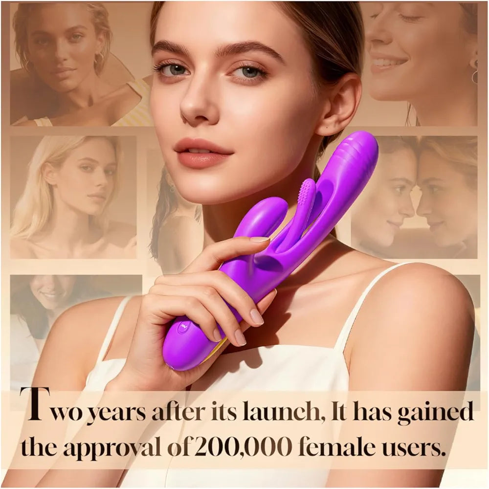 Aurieel 3-in-1 Rabbit G-Spot and Clitoral Vibrator with 14 Vibration Modes and Tongue Licking Stimulation