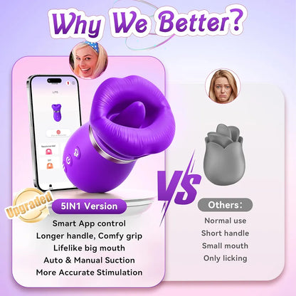 Sovokn 5-in-1 App-Controlled Oral Stimulation & Suction Vibrator for Women