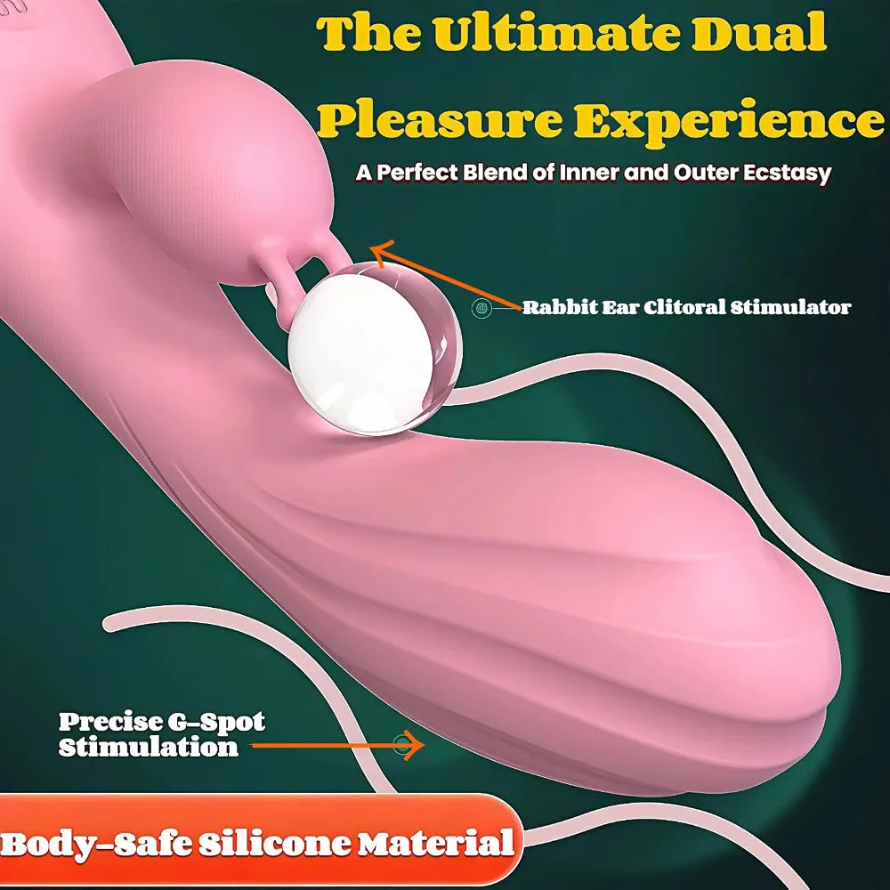 Dual-Stimulation Rabbit Vibrator for G-Spot and Clitoral Pleasure, Waterproof Silicone Adult Toy