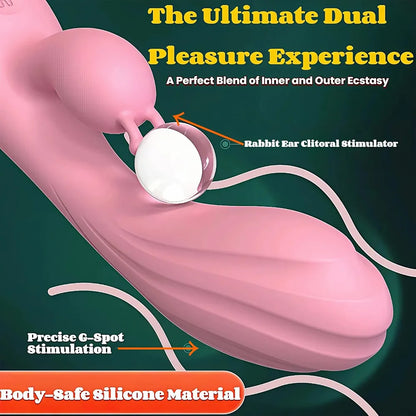 Dual-Stimulation Rabbit Vibrator for G-Spot and Clitoral Pleasure, Waterproof Silicone Adult Toy