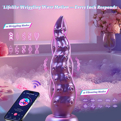 MHYNNR App-Controlled Vibrating Octopus Tentacle Dildo with Suction Cup