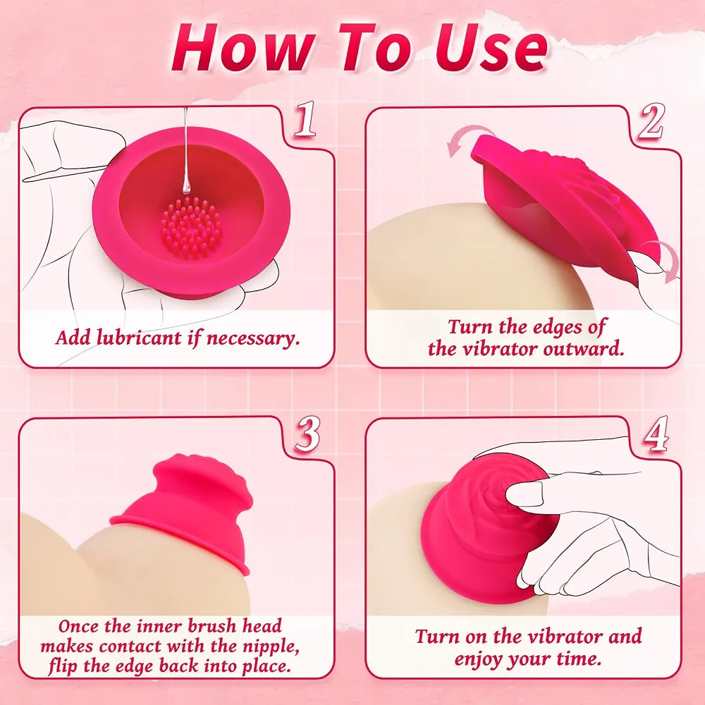 Rose-Shaped Silicone Nipple Suction Vibrator with Multi-Speed Stimulation