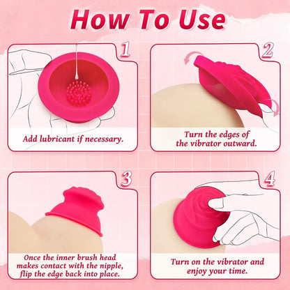 Rose-Shaped Silicone Nipple Suction Vibrator with Multi-Speed Stimulation