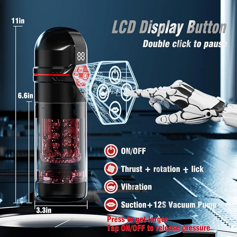 Mrgras 12-Speed Vacuum Penis Pump with 7-Mode Thrusting, Rotating, and Vibrating Functions