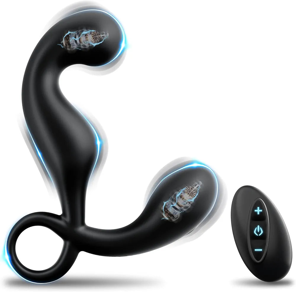 Dual-Motor Remote Controlled Prostate Massager with 9 Vibration Modes and Anal Beads