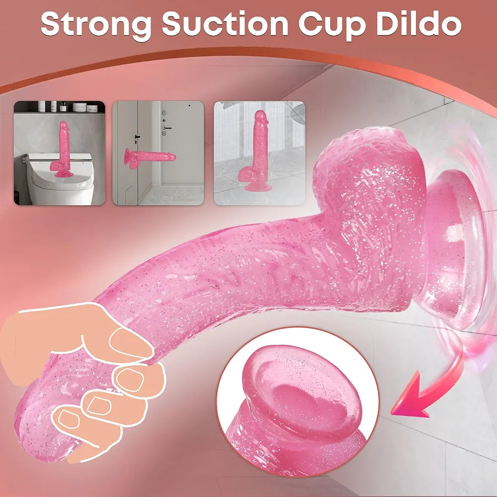 7.9-Inch Realistic Strapless G-Spot Dildo with Strong Suction Cup - Soft Lifelike Pink Silicone Sex Toy for Women and Couples