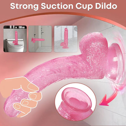 7.9-Inch Realistic Strapless G-Spot Dildo with Strong Suction Cup - Soft Lifelike Pink Silicone Sex Toy for Women and Couples