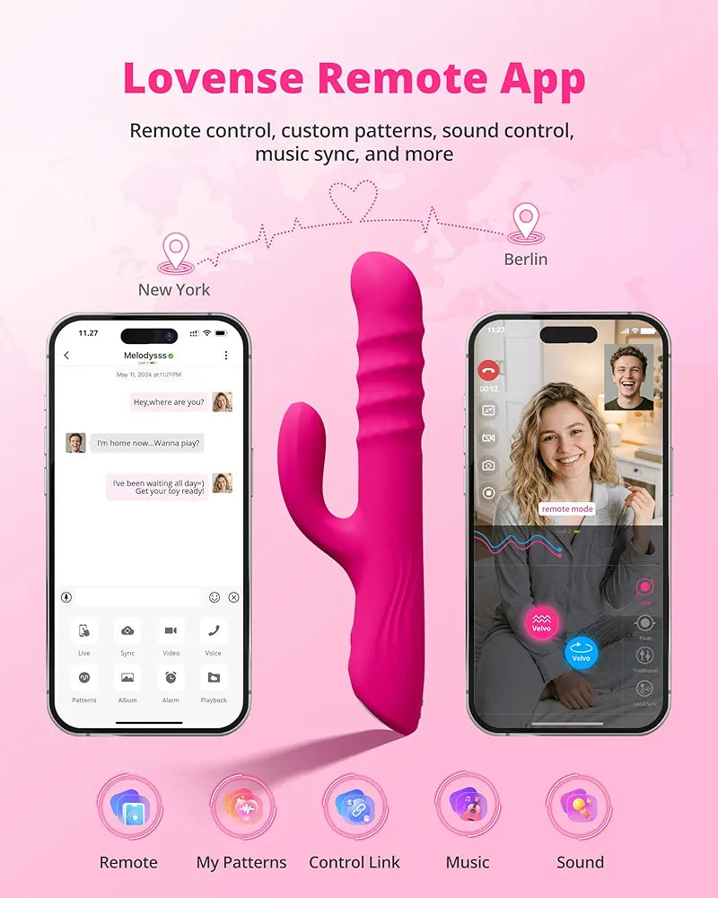 Velvo App-Controlled Rabbit Vibrator with Rotating Beads and Dual-Stimulation