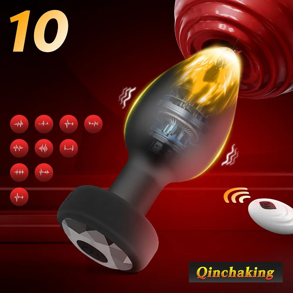Wireless Remote Control Vibrating Anal Plug with 10 Frequency Modes for Prostate Massage