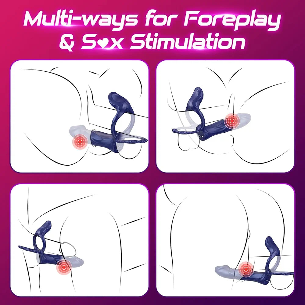 App-Controlled Vibrating Dual-Stimulation Couples Sex Toy with Cock Ring and Anal Plug