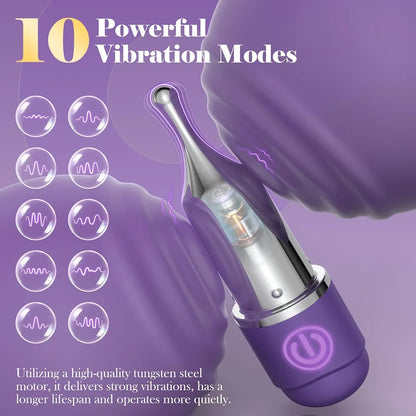 10-Mode Compact Bullet Vibrator Set with 5 Interchangeable Attachments for Targeted Stimulation