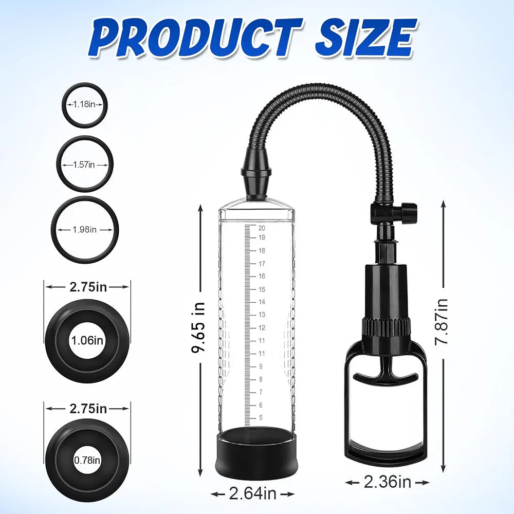 Penis Pump Extender Enlarger with 3 Penis Ring, Penis Pump for Men Erection & Enhancement, Penispumps for Enlargement Pump for Men Couple Stronger Bigger Erection, Manual Penis Vacuum Cock Sex