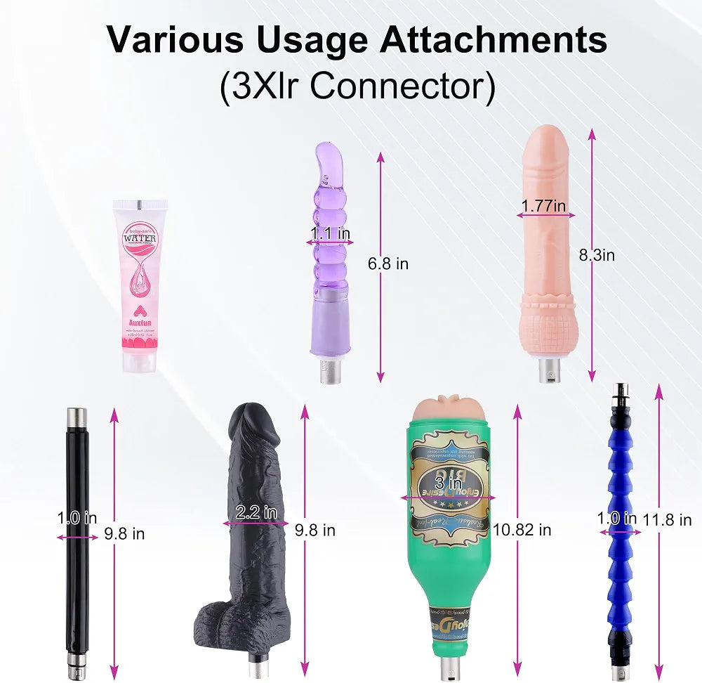 Automatic Thrusting Sex Machine with 7 Attachments and 3XLR Connector