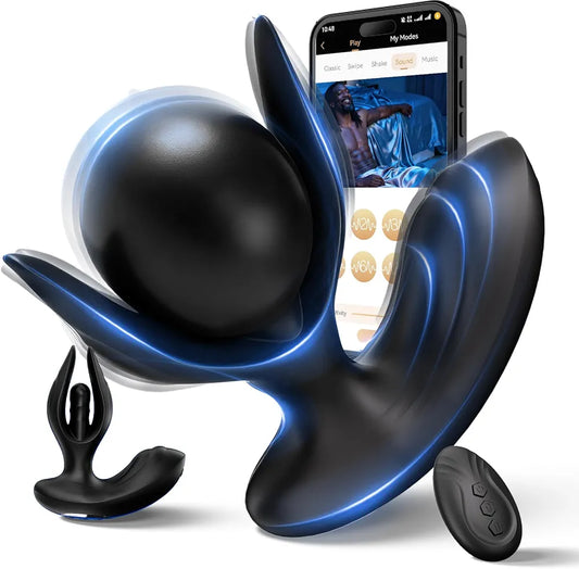 Premium Inflatable Prostate Massager with Remote and App Control - 8 Vibration Modes, Silicone